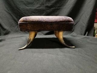 Antique Bull Cow Steer Horn Western Ranch Foot Stool Early 1900s