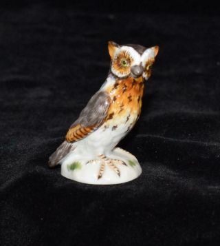 Meissen Miniature Porcelain Figurine - Spotted Owl - 221 - 2 " H - Ca 1920 