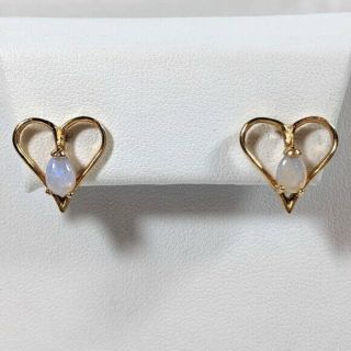 Vintage Avon Opal Heart Earrings 10k