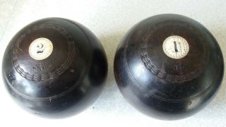 Antique Bowling Balls by Thomas Taylor Glasgow - Lignum - no 3 bias -. 3