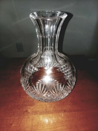 Antique American Brilliant Abp Cut Glass Strawberry Diamond Fan Carafe Pitcher