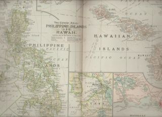 Hawaii & Philippines Century Atlas 1897 Antique Map 118 11 3/4 X 16