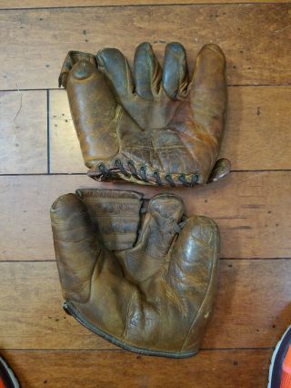 Two Antique Vintage Baseball Gloves 2