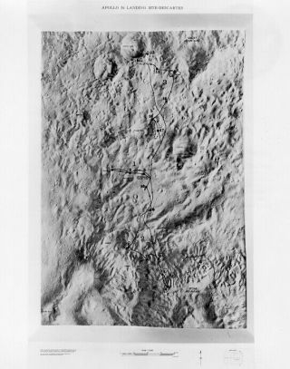 Apollo 16 / Orig Nasa 8x10 Press Photo - Relief Map Apollo 16 Moon Landing Site