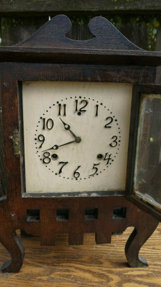 antique american arts and crafts style shelf clock parts/restoration project 4