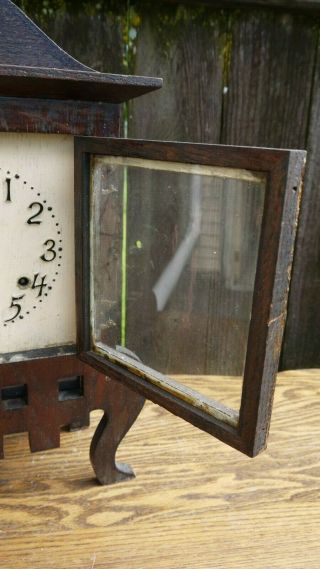 antique american arts and crafts style shelf clock parts/restoration project 5
