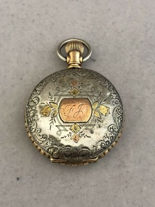 Vintage Multi Color Coin Silver Elgin Pocket Watch