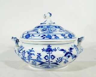Antique Meissen Porcelain Blue Onion Tureen With Lid
