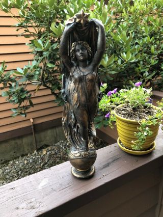 Rare Antique Nouveau Bronze Peace Nude Lady Bust Art Sculpture Angel