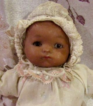 Antique 9 1/2 " German Bisque Am Brown Complexioned Dream Baby Perfect Doll