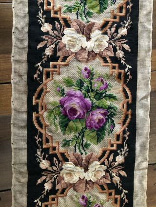 Antique Berliner Rose Needlepoint Panel 1850 - 75 4 FEET 7 INCHES 3