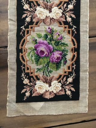 Antique Berliner Rose Needlepoint Panel 1850 - 75 4 FEET 7 INCHES 5