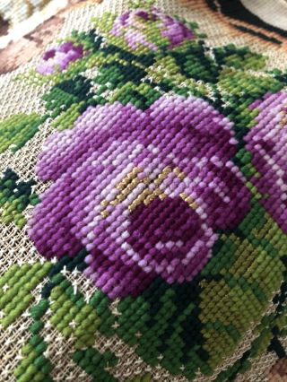 Antique Berliner Rose Needlepoint Panel 1850 - 75 4 FEET 7 INCHES 6