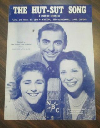 The Hut - Sut Song Vintage Sheet Music A Swedish Serenade Eddie Cantor 1941