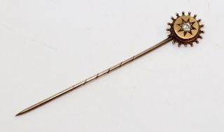 A Pretty Antique Victorian 15ct 625 Yellow Gold Diamond Stickpin 13994