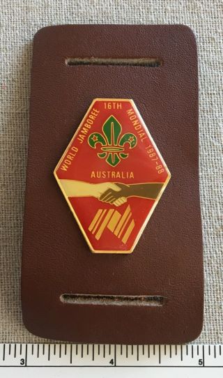 1987 - 88 16th World Jamboree Boy Scout Neckerchief Slide Mondial Australia Camp