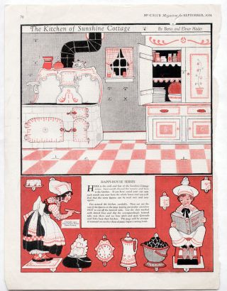Vintage Kitchen Of Sunshine Cottage Paper Dolls 1924 Mccall 
