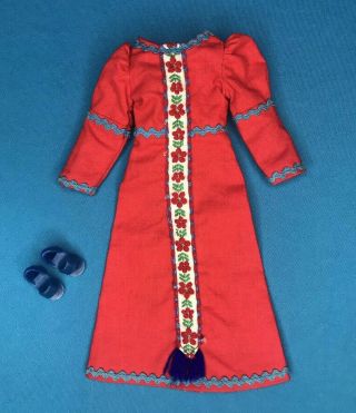 1972 Vintage Kenner Blythe Doll Roaring Red Dress Outfit Clothes Shoes