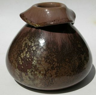 Rare Antique Sarreguemines French Art Nouveau Pottery Vase Crystalline Glaze Ex