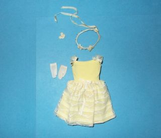 Vintage Mattel Skipper Doll Flower Girl Tagged Dress,  Halo,  Gloves 1960s Tlc