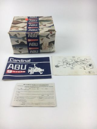Vintage Abu Garcia Cardinal 554 Spinning Reel Box Only & Papers