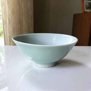 Antique Celadon Glazed Chinese Porcelain Bowl Green Dish Marks Old