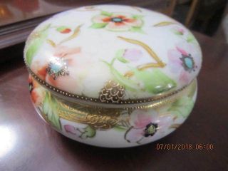 Antique Hand Painted Dresser Trinket Box Gold Trimmed Nippon?