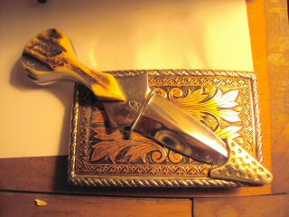 Gold And Silver Belt Buckle / Nolen Stag Knife
