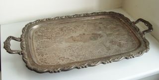 Large Vintage Quality Ornate Silver Plated Tray 61cm Wide