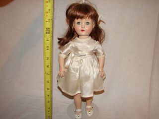 Vintage 14 Inch Effanbee Hard Plastic Doll Sleep Eyes Walker Red Lips Dress