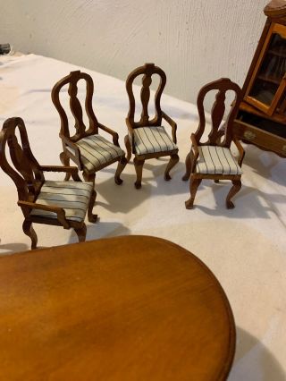 Vintage Dollhouse Early American Wood Dining Room Set 5