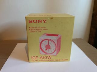 Vintage Sony Icf - A10w Clock Radio With Box