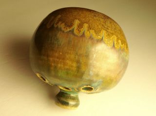 WJ Gordy Antique Gold - Blue - Green Flower Frog Vase Georgia Art Pottery 3