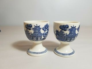 Antique Wedgwood England Willow Blue Egg Cups