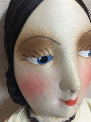 Vintage French Boudoir Doll Painted Cloth Face 31”