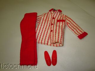 Vintage Ideal Tammy Family Doll Ted Dad Red & White Pajama Set & Slippers