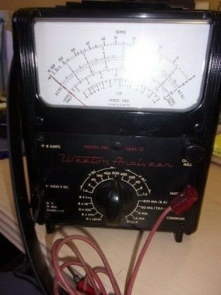 Vintage Weston Analyzer 980 Mark Ii Analyzer Multimeter 8 Amps With Plugs