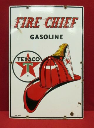 1963 Texaco Fire Chief Gasoline Pump Sign 12 " X 18 
