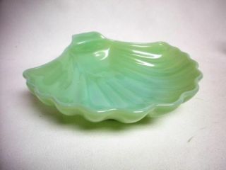 Antique Fireking JADEITE Green Glass SEA SHELL DISH Candy Bowl Plate Old 2