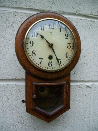 Lovely Small Oak Antique Pendulum Wall Clock By H.  A.  C.  C1920