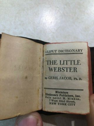 Antique The Little Webster Miniature Dictionary 18000 Words Gerh Jacob Ph.  D 3