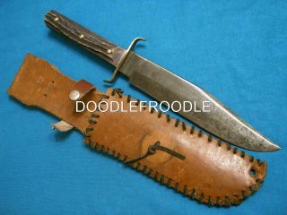 Big Vintage Compass Solingen Germany 851 Stag Bowie Knife Hunting Survival Old