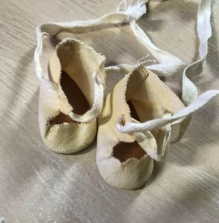 Vintage Oil Cloth Shoes For Small Doll 1 1/2 " Long