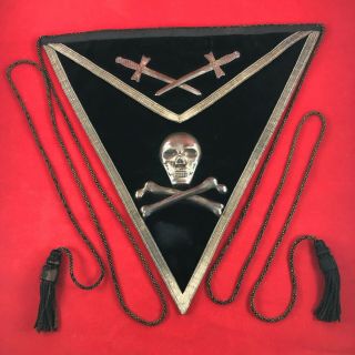 Antique Masonic Knights Templar Skull And Crossed Bones Apron,  Ames Sword Co.