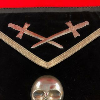Antique Masonic Knights Templar Skull and Crossed bones Apron,  Ames Sword Co. 3