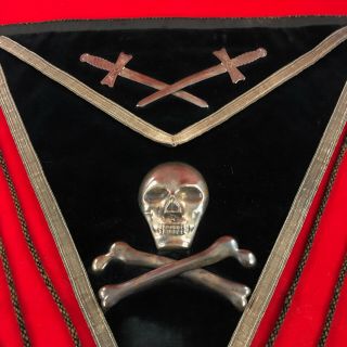 Antique Masonic Knights Templar Skull and Crossed bones Apron,  Ames Sword Co. 4