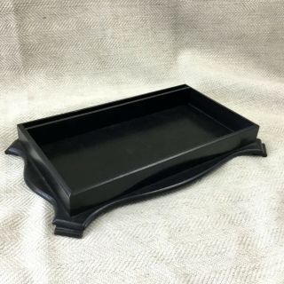 Antique Wooden Tray Ebony Wood Victorian Desk Tidy Vanity Stand Footed