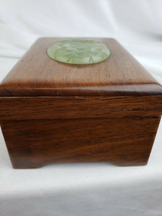 antique / vintage chinese wood box with carved jade insert 5