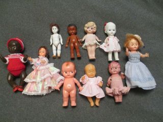 Antique And Vintage 10 Made In Japan And Hong Kong Dolls Various Materials
