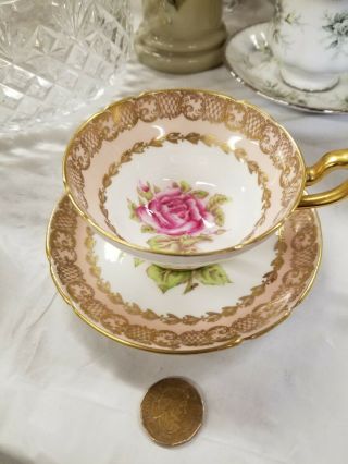Artist Signed Stanley Tea Cup Pink Roses Gold Tea Cup And Saucer Stanley Teacup